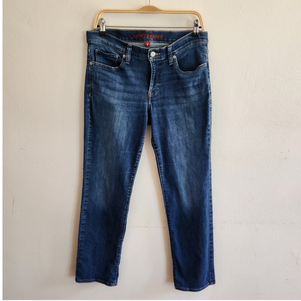 Lucky Brand Sweet Mid Rise Straight Leg Jeans 12 31 Blue Dark Wash Denim Western